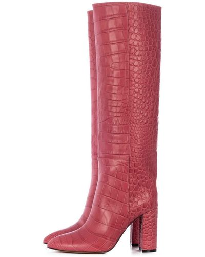 Toral Lampone Animal Print Tall Boots - Red