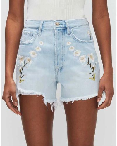 7 For All Mankind Ruby Embroidered Cutoff - Blue