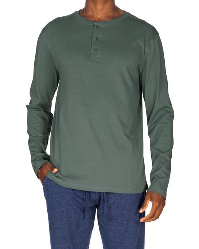 Unsimply Stitched Super Soft Long Sleeve Henley - Green