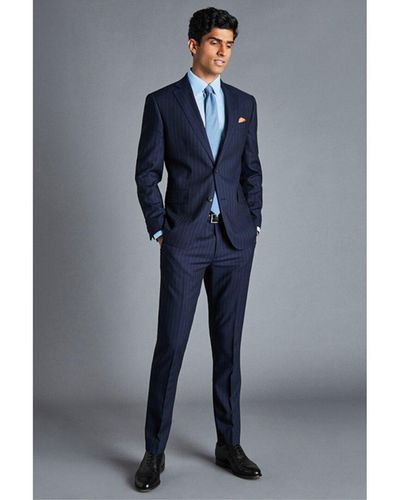 Charles Tyrwhitt Stripe Slim Fit Wool Suit Jacket - Blue