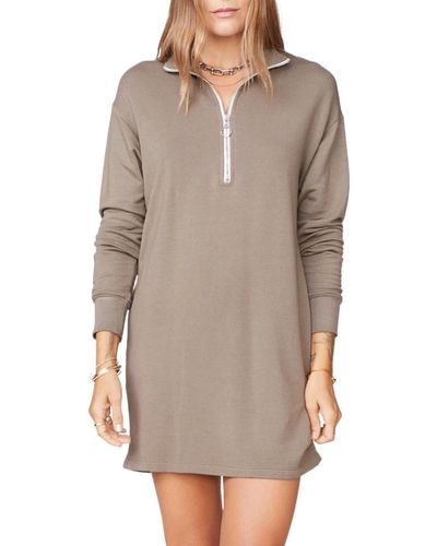 Monrow Half Zip Sweatshirt Dress - Gray