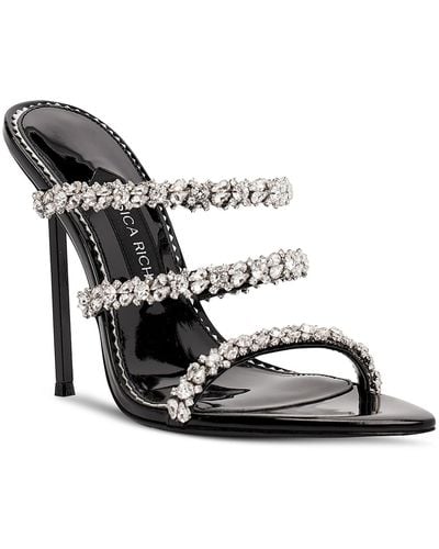 Jessica Rich Diamond Stiletto Patent Leather Heels - White