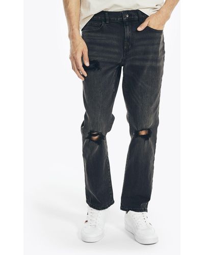 Nautica Jeans Co. Distressed Straight Fit Denim - Blue