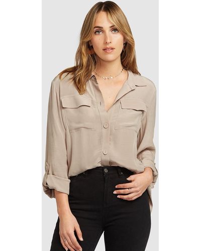 Belle & Bloom Eclipse Rolled Sleeve Blouse - Sand - Natural