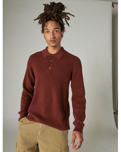 Lucky Brand Cloud Soft Polo Sweater - Red