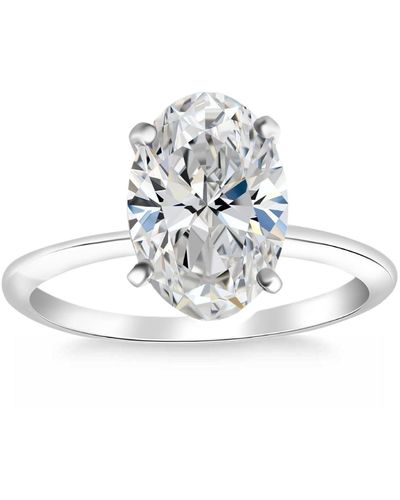 Pompeii3 Certified 2.70ct Oval Diamond Solitaire Engagement Ring 14k Gold Lab Grown - Metallic