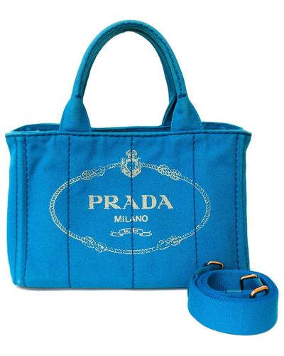 Prada Canapa Canvas Tote Bag (pre-owned) - Blue