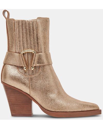 Dolce Vita Bounty Boots Rose Gold Distressed Leather - Brown