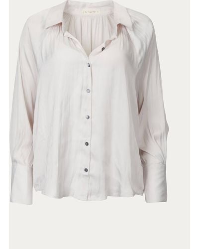By Together Pleated Button-down Satin Shirt - Multicolor