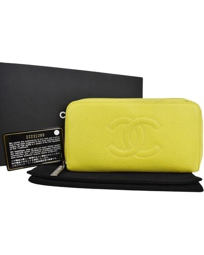 Chanel Logo Cc Leather Wallet (pre-owned) - Yellow