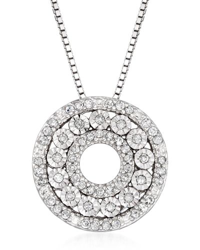 Ross-Simons Diamond Open-circle Pendant Necklace - Metallic