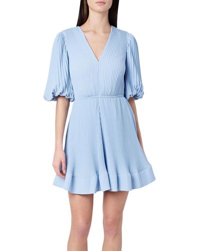 MILLY Pleated Mini Fit & Flare Dress - Blue