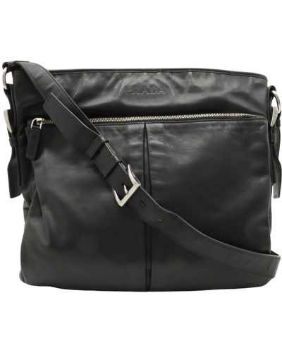 Prada Messenger Leather Shoulder Bag (pre-owned) - Black