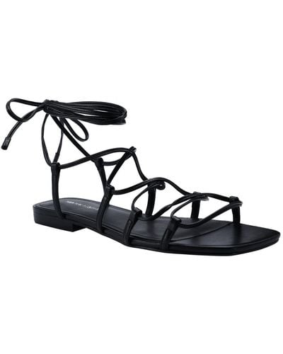 Marc Fisher Calivia Faux Leather Ankle Strap Gladiator Sandals - Black