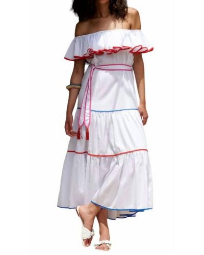 Paolita Bianca Off Shoulder Midi Dress - Multicolor