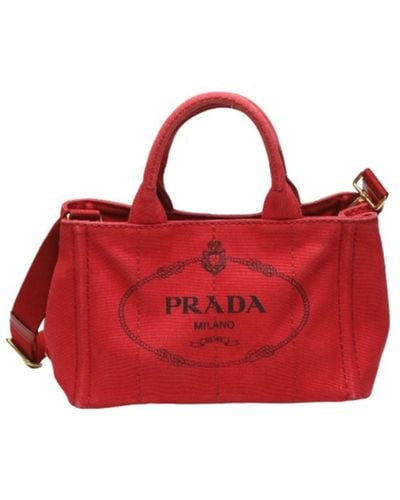 Prada Canapa Blue - Jeans Tote Bag (pre-owned) - Red