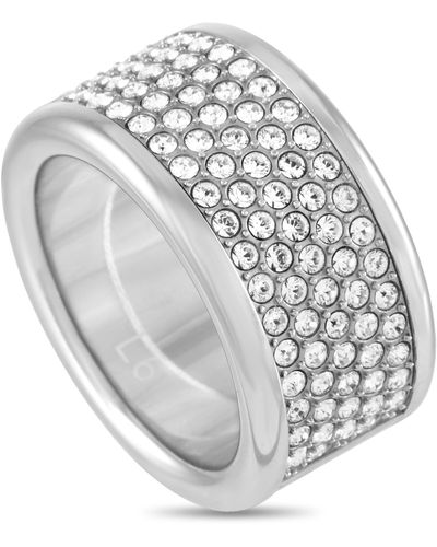 Calvin Klein Hook Stainless Steel White Crystal Ring - Metallic