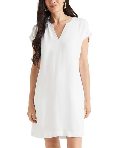 Splendid Shiloh Split Neck Mini T-shirt Dress - White
