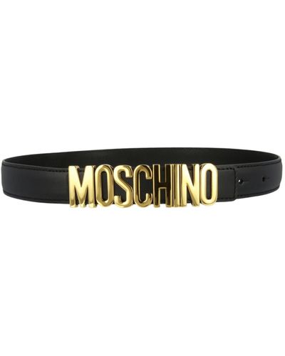 Moschino Logo Lettering Leather Belt - Black