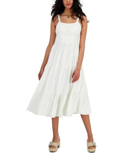 INC Tiered Smocked Midi Dress - White