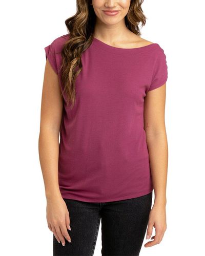 Threads For Thought Leoni Feather Rib Off-the-shoulder Top - Purple