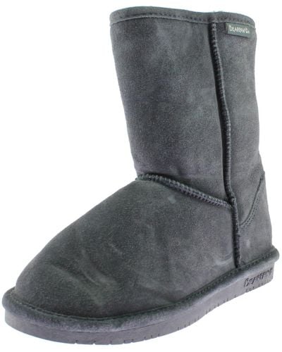 BEARPAW Emma Short Suede Lined Casual Boots - Gray