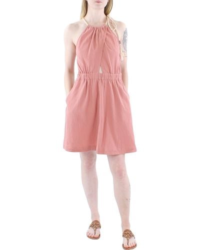 Soft Joie Braided Halter Mini Dress - Pink