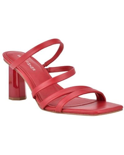 Marc Fisher Kristin Faux Leather Slip On Strappy Sandals - Red
