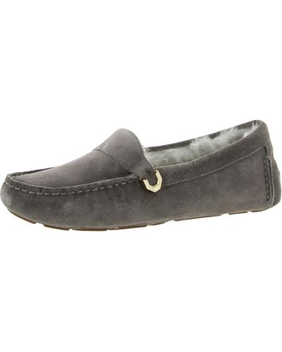 Cole Haan Elise Driver Faux Suede Round Toe Moccasins - Brown
