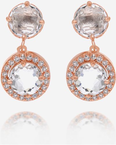 Suzanne Kalan 14k Rose Gold Andsapphire Drop Earrings Pe161-rgwt - Pink