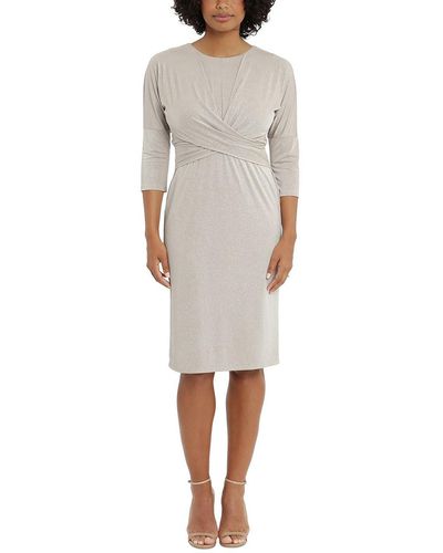 London Times Shimmer Midi Cocktail And Party Dress - Gray