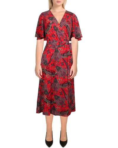 Lauren by Ralph Lauren Paisley Midi Fit & Flare Dress - Red