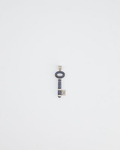 Theo Fennell Diamonds And Sapphires Key Pendant - White
