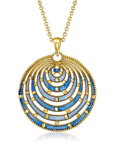 Ross-Simons Italian Enamel Circle Pendant Necklace - Metallic