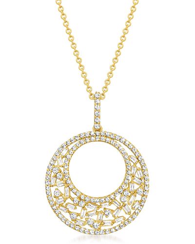 Ross-Simons Baguette And Round Diamond Open-circle Pendant Necklace - Metallic