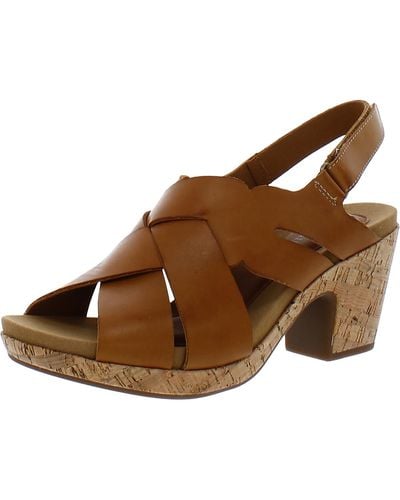 Cobb Hill Alleah Leather Ankle Strap Slingback Sandals - Brown
