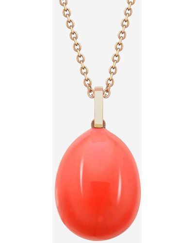 Faberge Fabergé Essence 18k Rose Gold And Neon Lacquer Pendant Necklace 1818fp3106/1p - Red