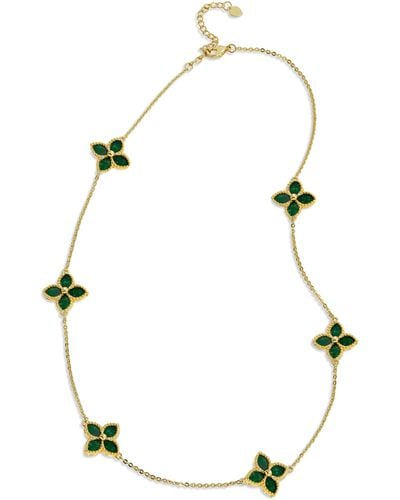 Savvy Cie Jewels 18k Gold Vermeil Greeb Agate Flower Choker - Green