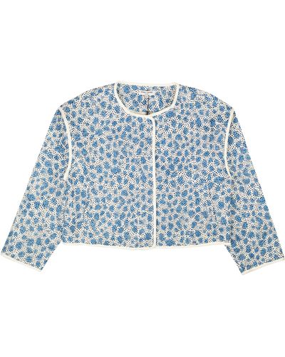 Opening Ceremony Leopard Printed Quilted Jacket - Blue