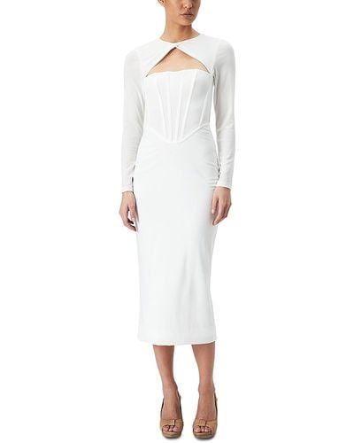 Bardot Cut-out Sheer Cocktail And Party Dress - White