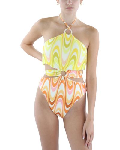 Becca Printed Polyester One-piece Swimsuit - Yellow