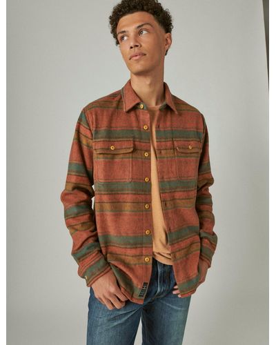 Lucky Brand Stripe Knit Shirting - Brown