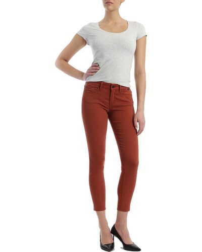 Mavi Alexa Sateen Mid-rise Skinny Jeans - Red