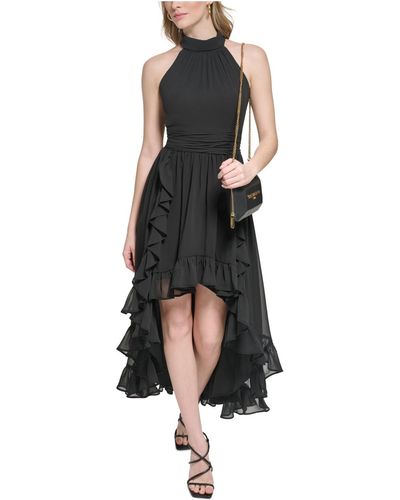 Karl Lagerfeld Ruffled Polyester Maxi Dress - Black
