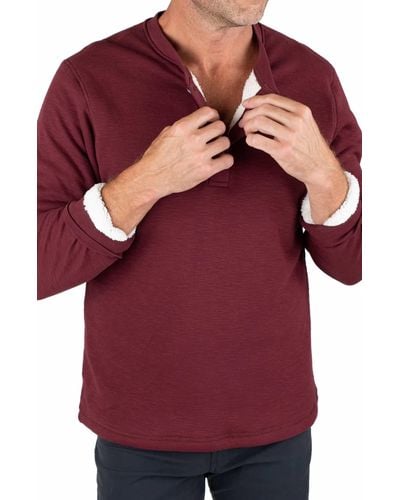 Tailor Vintage Airotec Waffle Henley With Sherpa Lining - Red