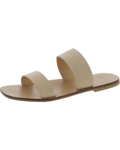 Joie Bannerly Leather Square Toe Slide Sandals - White