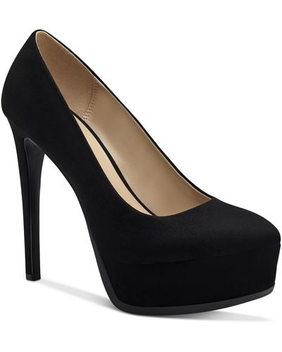 Thalia Sodi Almond Toe Slip On Platform Heels - Black