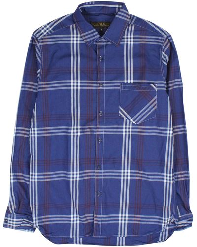 Freemans Sporting Club Dark Checkered Shirt - Blue