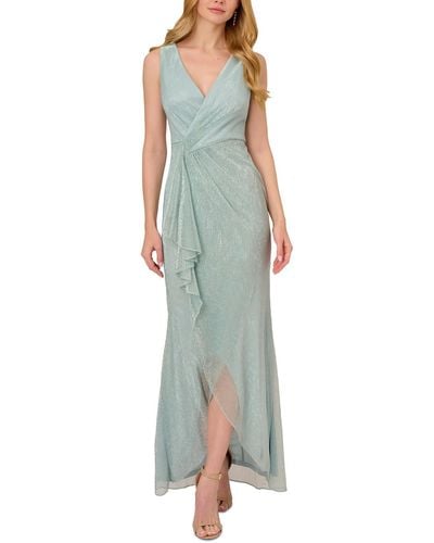 Adrianna Papell Metallic Long Wrap Dress - Green