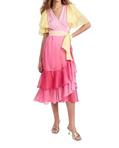Prabal Gurung Flutter Sleeve Wrap Dress - Pink